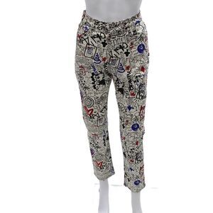 Ottod Ame Women Ankle Pants Multicolor Geometric Cotton Elastane Zip Size 42